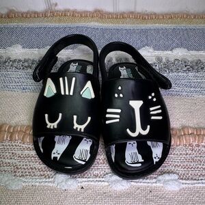 Mini Melissa Black Cat Face Sandals